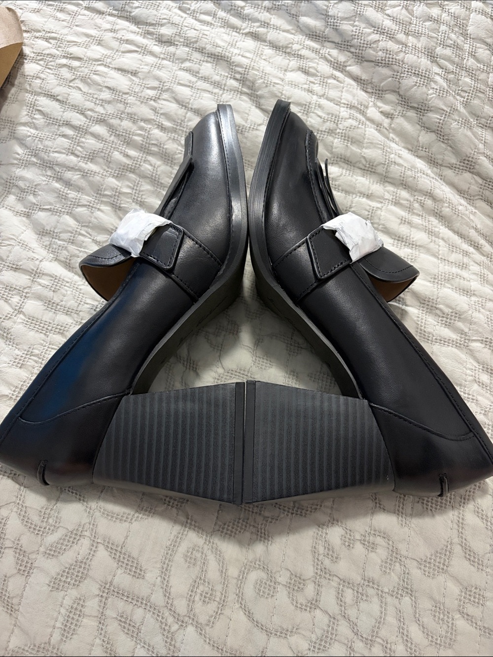 NWOT Sam Edelman Quinly Black Leather Kiltie Fringe Block Heel Loafers - 8.5 - Picture 6 of 10